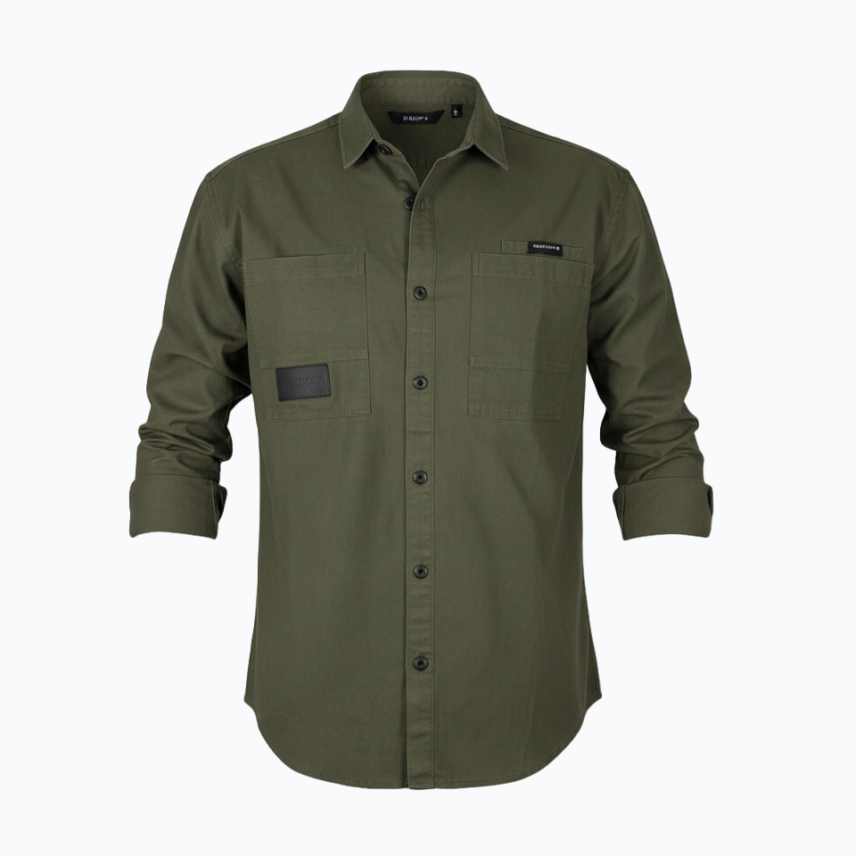 Men’s Casual Gabardine Shirt – Available in Khaki, Brown & Olive Green