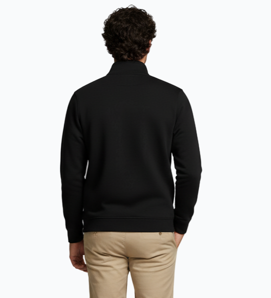 Men’s Regular Fit Half-Zip Sweatshirt – Black