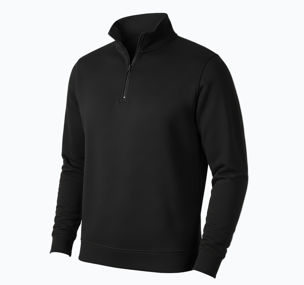 Men’s Regular Fit Half-Zip Sweatshirt – Black
