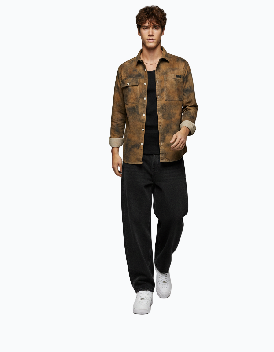 Men’s Washed Denim Shirt – Available in Brown Wash, Blue Wash & Dark Brown Wash