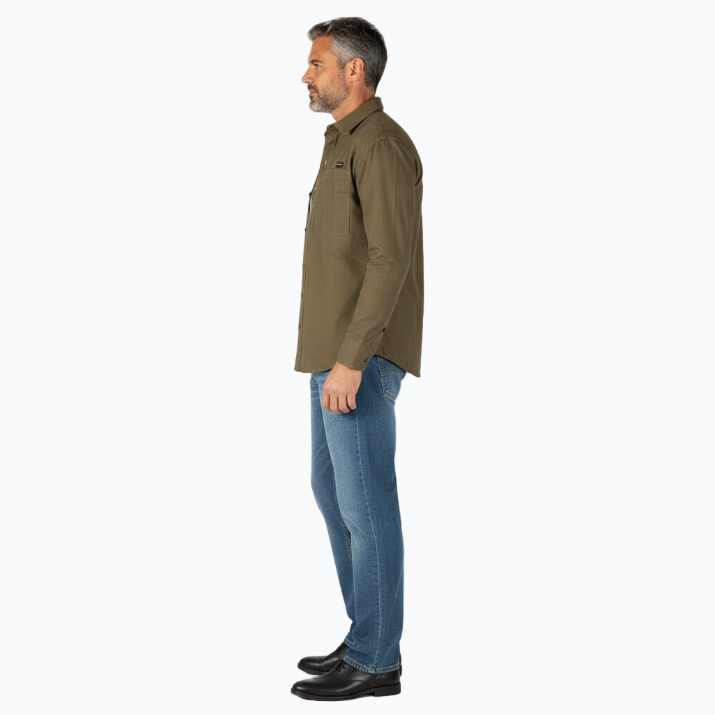 Men’s Casual Gabardine Shirt – Available in Khaki, Brown & Olive Green