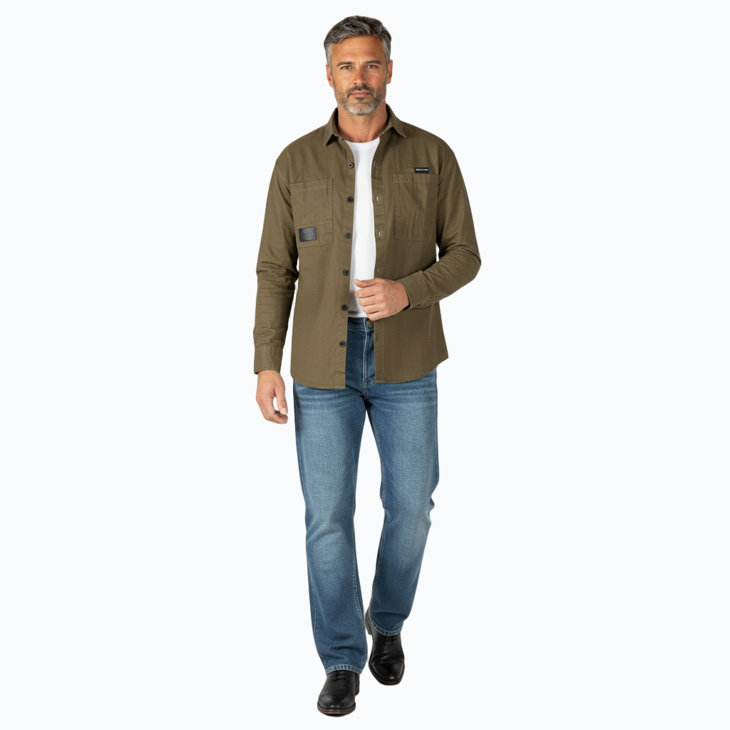 Men’s Casual Gabardine Shirt – Available in Khaki, Brown & Olive Green