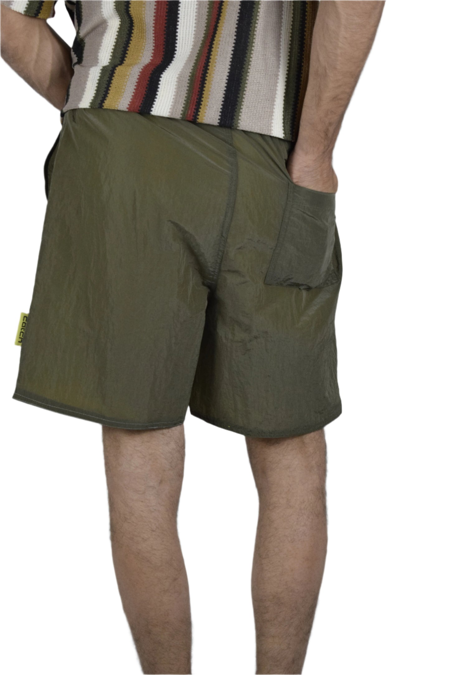 "Dual-Tone Waterproof Shorts – Yellow & Olive"