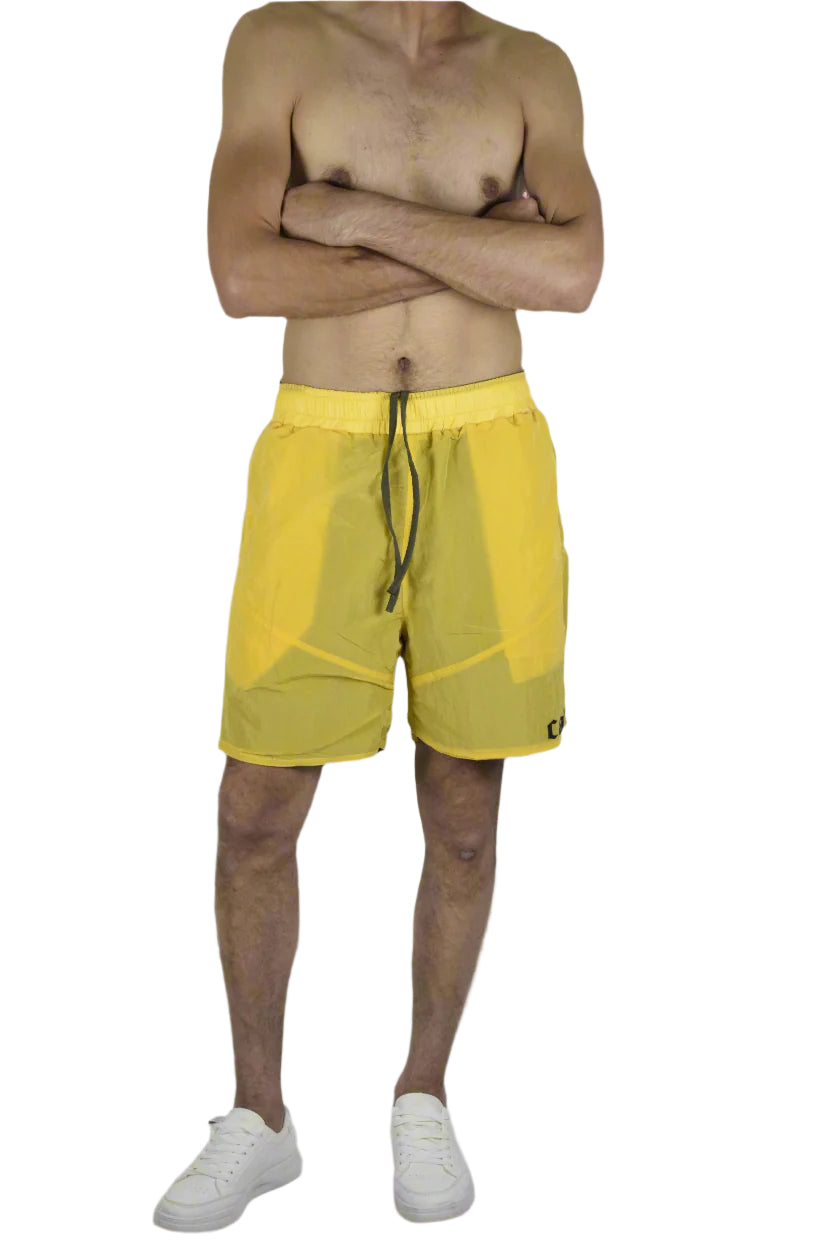 "Dual-Tone Waterproof Shorts – Yellow & Olive"