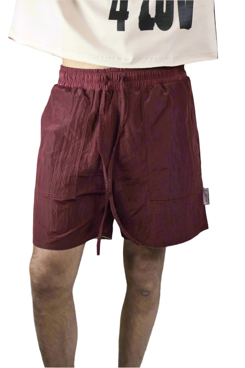 "Dual-Tone Waterproof Shorts – Beige& Burgundy "