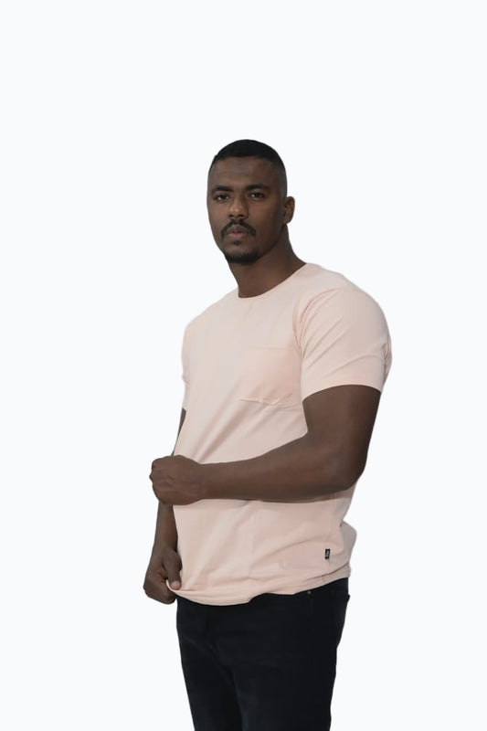 Men’s Two-Tone Pink & Cream Slim Fit T-Shirt with Pocket