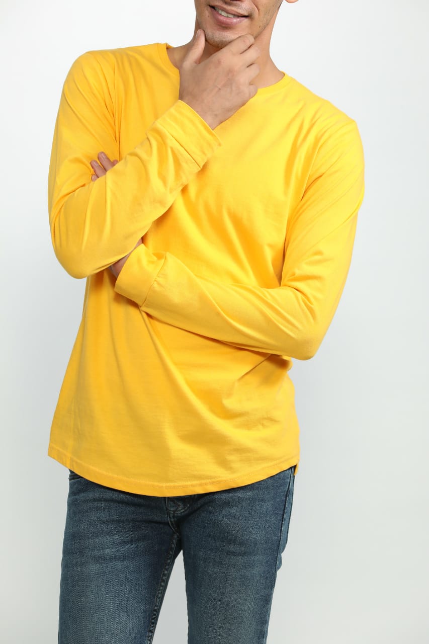 Yellow Cotton Slim Fit T-Shirt