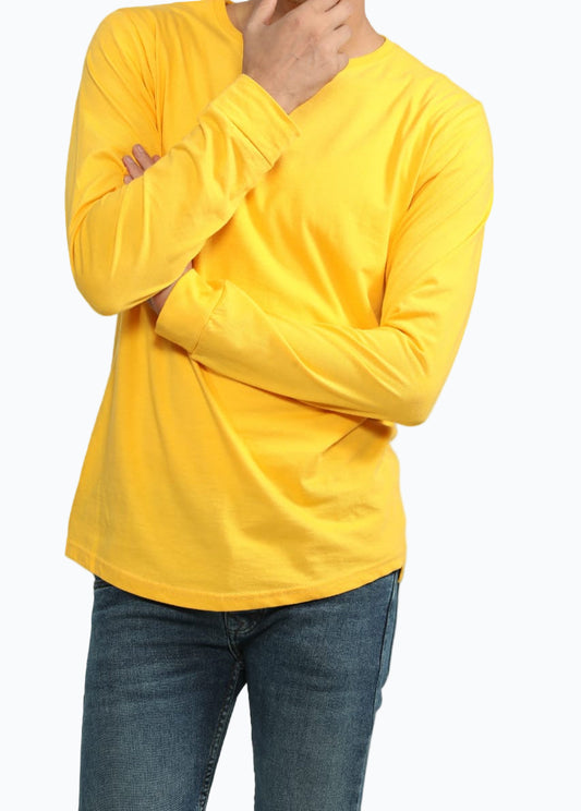 Yellow Cotton Slim Fit T-Shirt