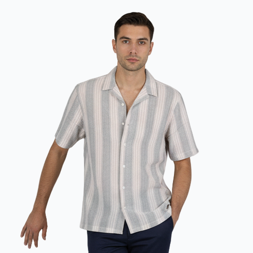 Men’s Slim Fit Striped Linen Shirt – 3 Colors | Short Sleeve | Soft Collar