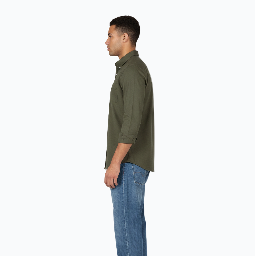 Men’s Casual Gabardine Shirt – Available in Khaki, Brown & Olive Green