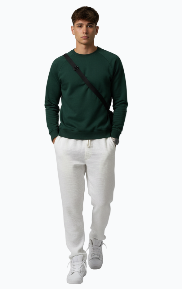 Men’s Regular Fit Crew Neck Sweatshirt – Available in Red, Green & Navy