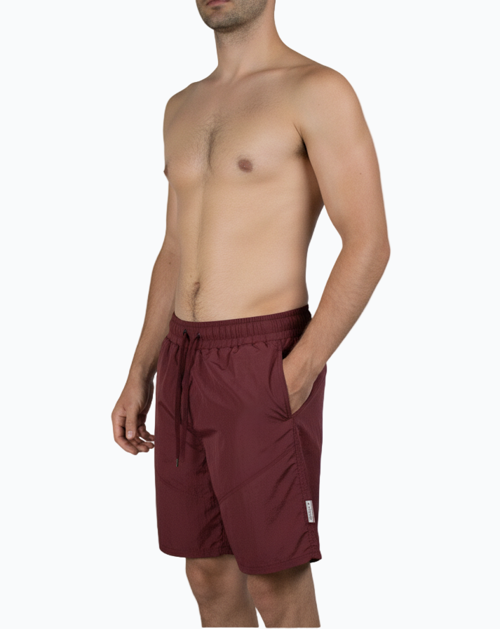 "Dual-Tone Waterproof Shorts – Beige&  Burgundy "