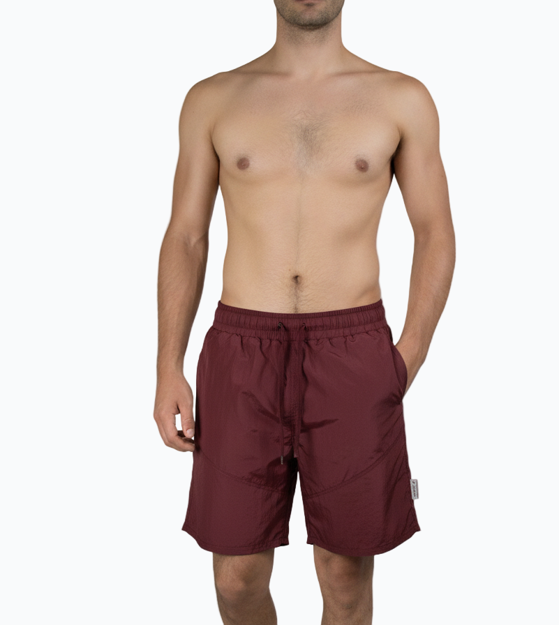 "Dual-Tone Waterproof Shorts – Beige&  Burgundy "