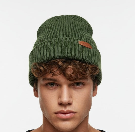 Handmade Crochet Ribbed Beanie – Available in Black, Navy, Olive, Burgundy & Grey
