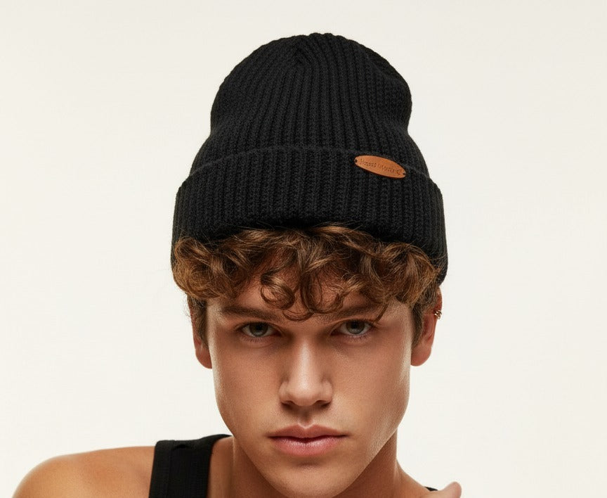 Handmade Crochet Ribbed Beanie – Available in Black, Navy, Olive, Burgundy & Grey