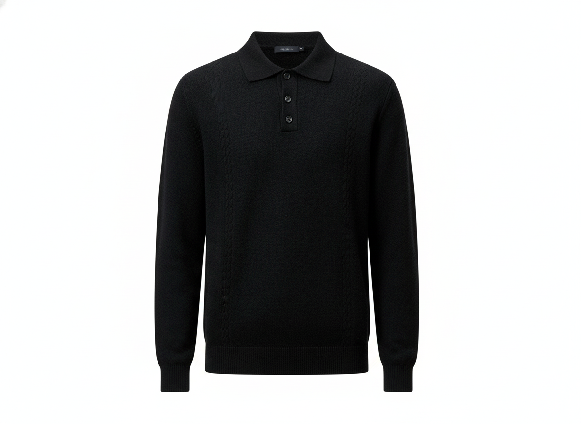 Men’s Premium Knit Polo Sweater – Regular Fit