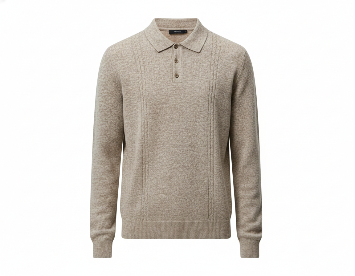 Men’s Premium Knit Polo Sweater – Regular Fit