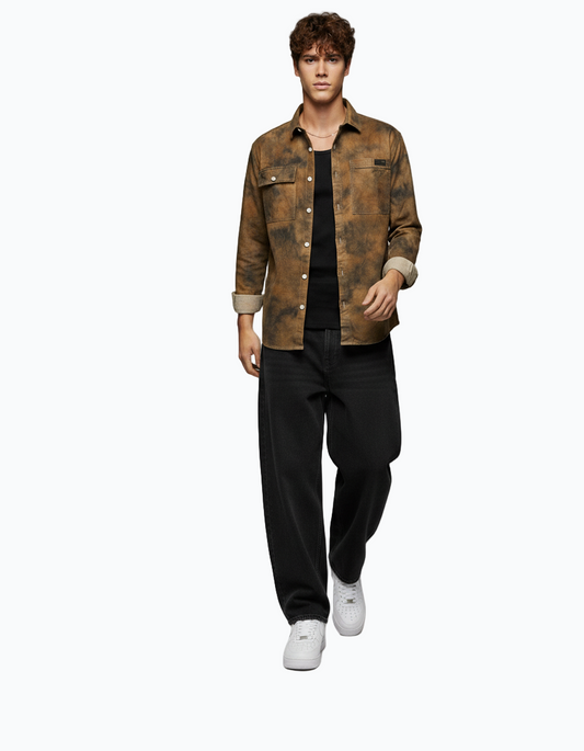 Men’s Washed Denim Shirt – Available in Brown Wash, Blue Wash & Dark Brown Wash