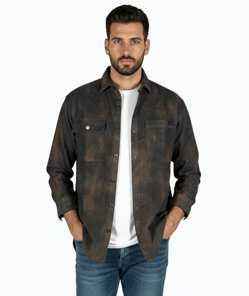 Men’s Washed Denim Shirt – Available in Brown Wash, Blue Wash & Dark Brown Wash
