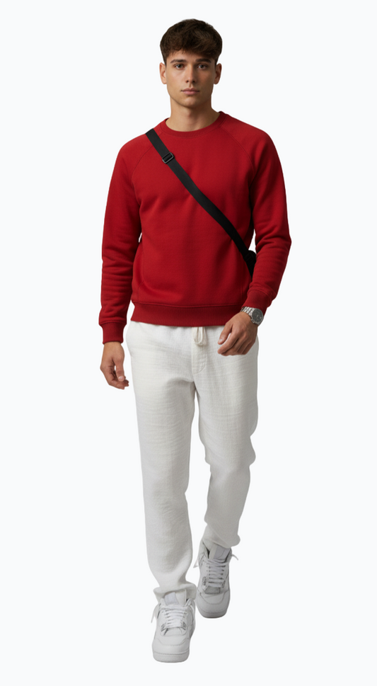 Men’s Regular Fit Crew Neck Sweatshirt – Available in Red, Green & Navy