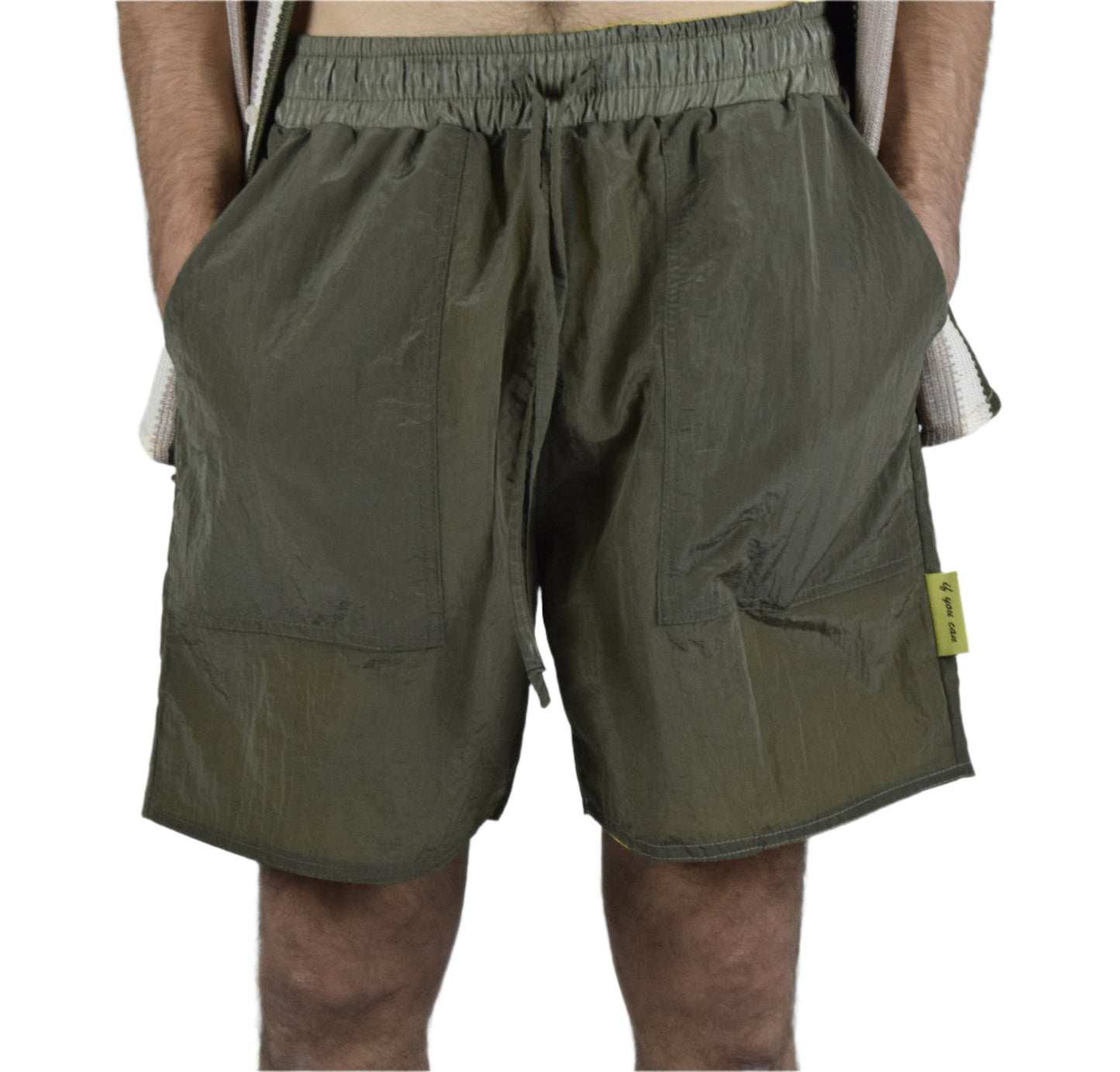 "Dual-Tone Waterproof Shorts – Yellow & Olive"