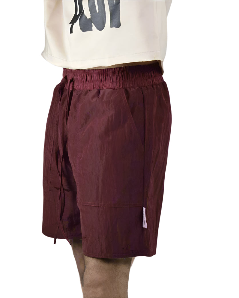"Dual-Tone Waterproof Shorts – Beige&  Burgundy "