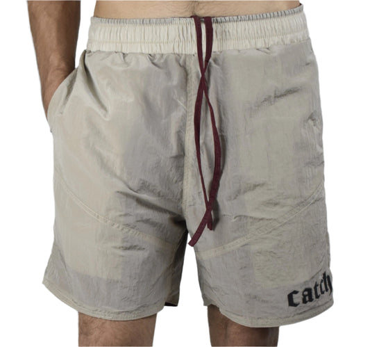 "Dual-Tone Waterproof Shorts – Beige&  Burgundy "