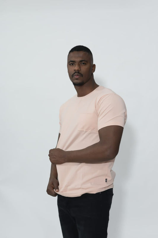 Men’s Two-Tone Pink & Cream Slim Fit T-Shirt with Pocket