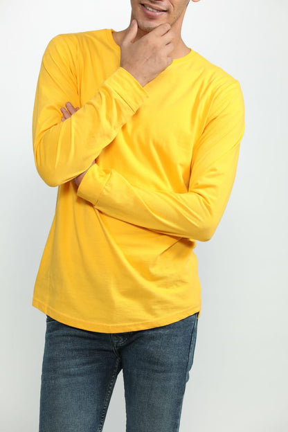 Yellow Cotton Slim Fit T-Shirt