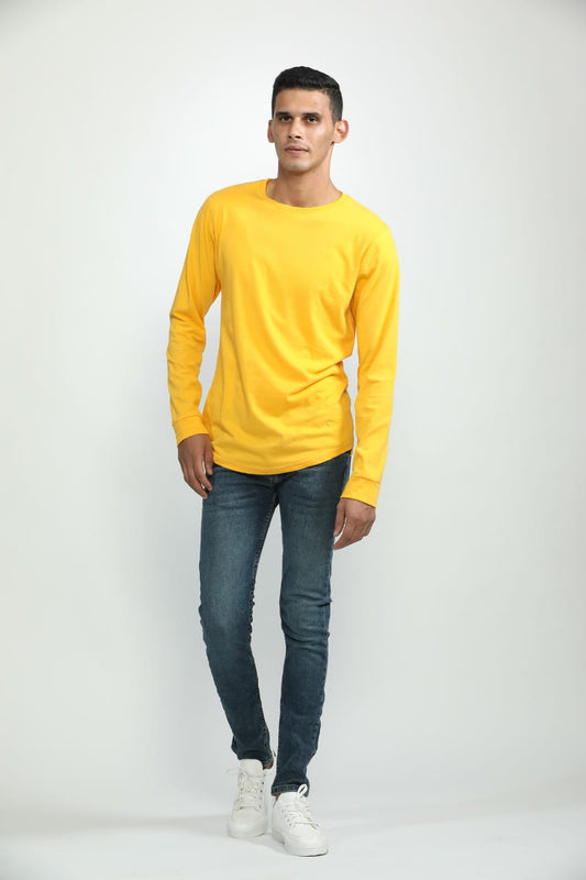 Yellow Cotton Slim Fit T-Shirt