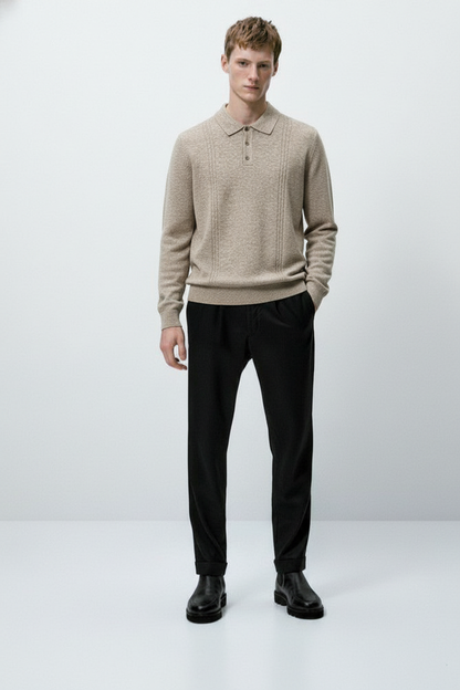 Men’s Premium Knit Polo Sweater – Regular Fit