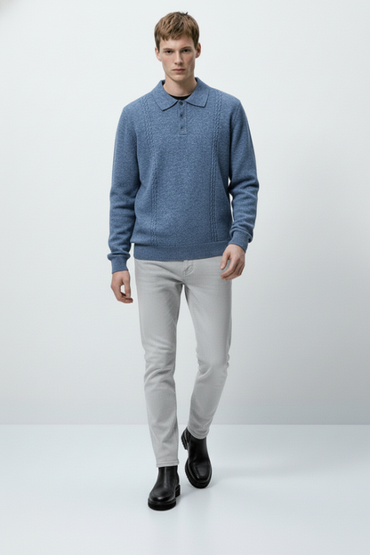 Men’s Premium Knit Polo Sweater – Regular Fit