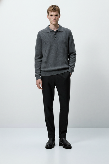 Men’s Premium Knit Polo Sweater – Regular Fit