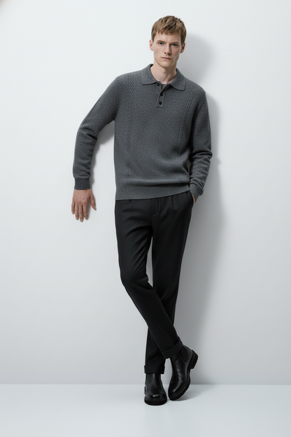 Men’s Premium Knit Polo Sweater – Regular Fit