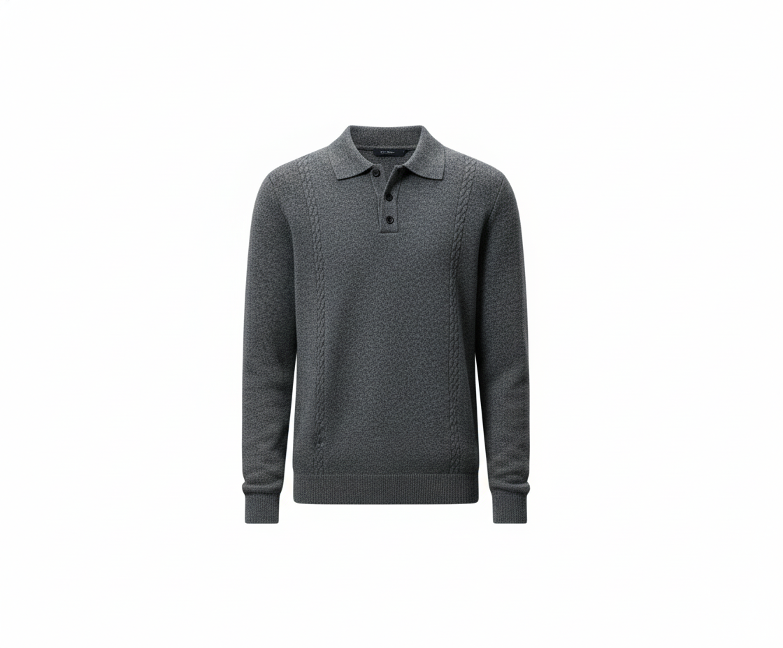 Men’s Premium Knit Polo Sweater – Regular Fit