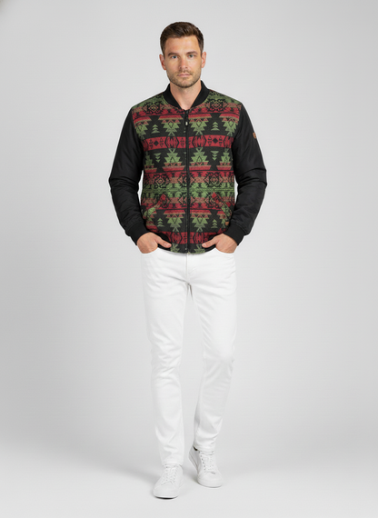 Heavy Bomber Jacket with Aztec Pattern and Slim Sleeves – Winter Edition