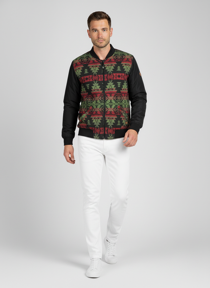 Heavy Bomber Jacket with Aztec Pattern and Slim Sleeves – Winter Edition
