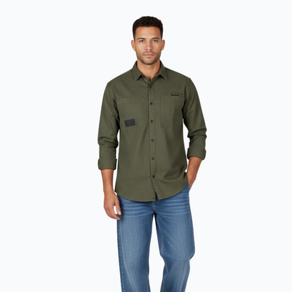 Men’s Casual Gabardine Shirt – Available in Khaki, Brown & Olive Green