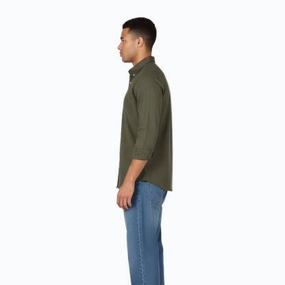 Men’s Casual Gabardine Shirt – Available in Khaki, Brown & Olive Green