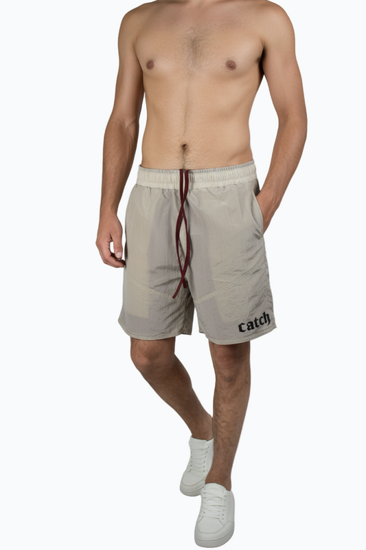 "Dual-Tone Waterproof Shorts – Beige&  Burgundy "