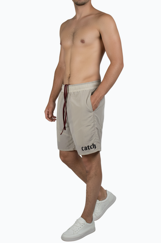 "Dual-Tone Waterproof Shorts – Beige&  Burgundy "
