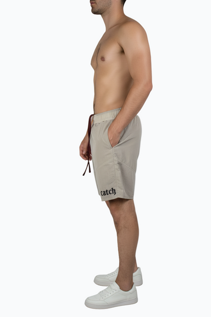 "Dual-Tone Waterproof Shorts – Beige&  Burgundy "