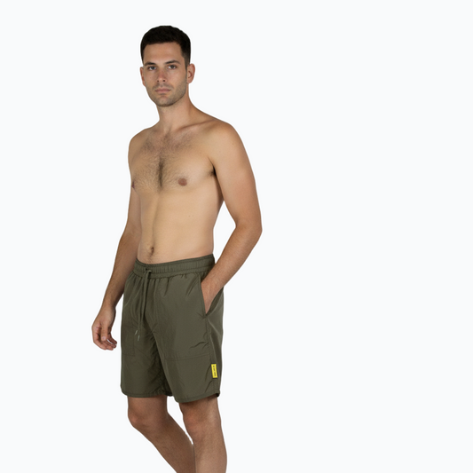 "Dual-Tone Waterproof Shorts – Yellow & Olive"